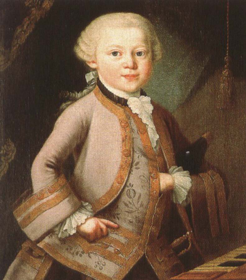 mozart at the age of six in court dress, painted p a lorenzoni